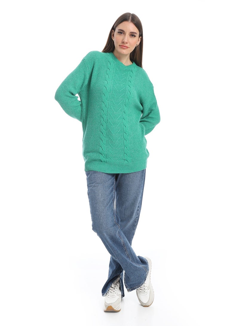 سيزار بلوفر صوف حريمي ساده برقبه دائرية وتصميمات متعددة - Image 2