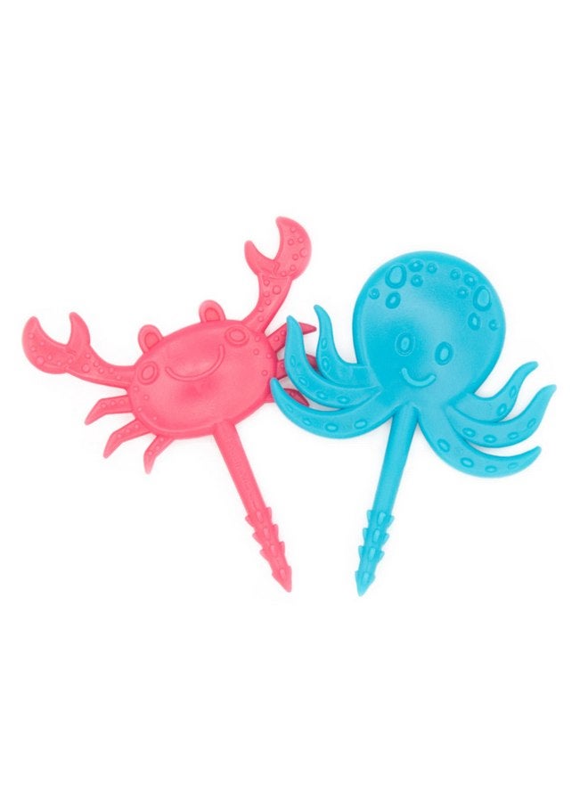 BapronBaby Sea Life Foodie Picks (2 Pack - Crab & Octopus) - Toddlers + Preschoolers Utensils - BPA Free - Dishwasher Safe - Self Feeding - 18 Months+ - Image 1