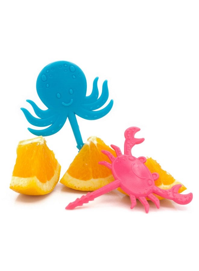 BapronBaby Sea Life Foodie Picks (2 Pack - Crab & Octopus) - Toddlers + Preschoolers Utensils - BPA Free - Dishwasher Safe - Self Feeding - 18 Months+ - Image 3
