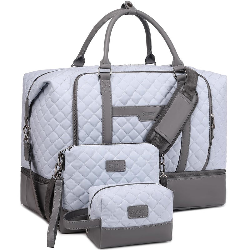 Stuery Weekender Bags for Women Overnight Bag with Shoe Compartment and Toiletry Bags Large Travel Duffel Bag Carry On Shoulder Tote with Trolley Sleeve - Image 2
