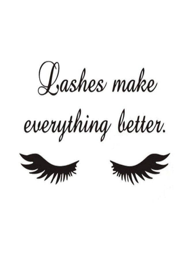 BooDecal Wall Decals Quote Lashes Make Everything Better Decals Eyelashes Mural Art Decor Sticker Makeup Wall Decal Girls Eyelashes Beauty Salon Decoration Makeup Sticker - Image 1