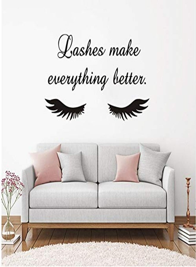 BooDecal Wall Decals Quote Lashes Make Everything Better Decals Eyelashes Mural Art Decor Sticker Makeup Wall Decal Girls Eyelashes Beauty Salon Decoration Makeup Sticker - Image 2
