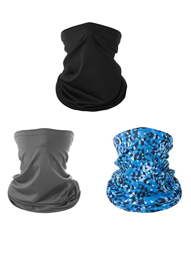 Y&D 3pcs Sun UV Protection Face Bandana Kit, Neck Gaiter Scarf Sunscreen Breathable for Cycling Hiking Fishing, Motorcycle Balaclava Men Women  - Image 1