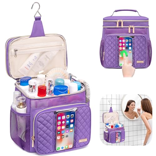 Tealari Large Toiletry Bag for Women Men,Bathroom Bag,Water Resistant Shower Bag,Makeup Bag,Portable Shower Caddy for College Dorm,Hanging Travel Toiletry Bag with Transparent Waterproof Phone Pocket - Image 2