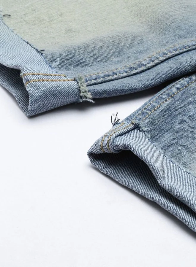 The Indian Garage Co Men Slim Fit Solid Mid-Rise Denim Shorts