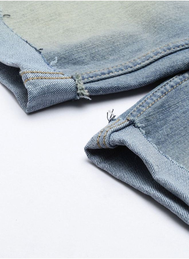 The Indian Garage Co Men Slim Fit Solid Mid-Rise Denim Shorts  - Image 5