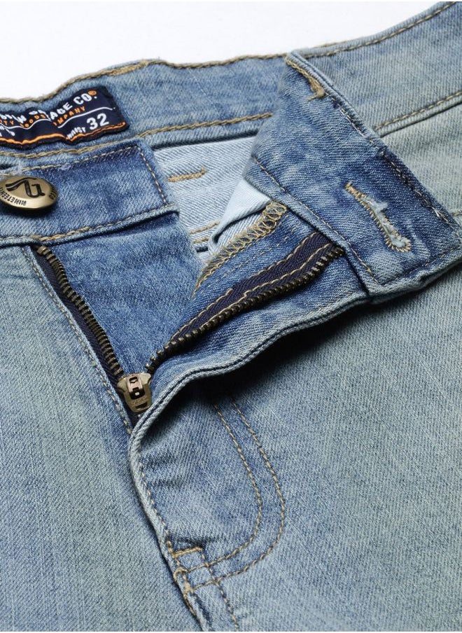 The Indian Garage Co Men Slim Fit Solid Mid-Rise Denim Shorts  - Image 3