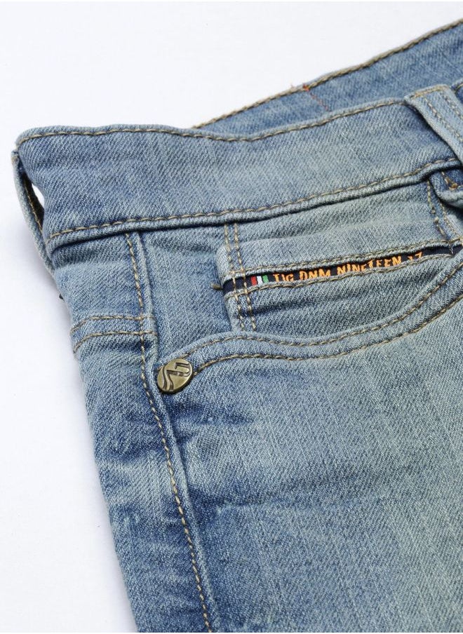 The Indian Garage Co Men Slim Fit Solid Mid-Rise Denim Shorts  - Image 4