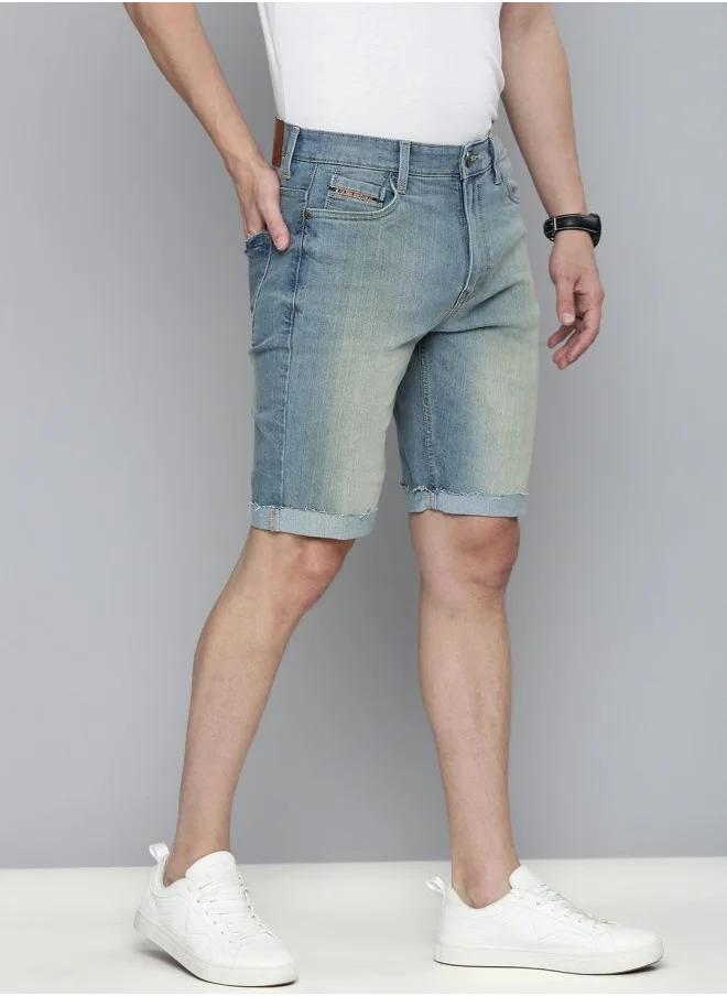 The Indian Garage Co Men Slim Fit Solid Mid-Rise Denim Shorts