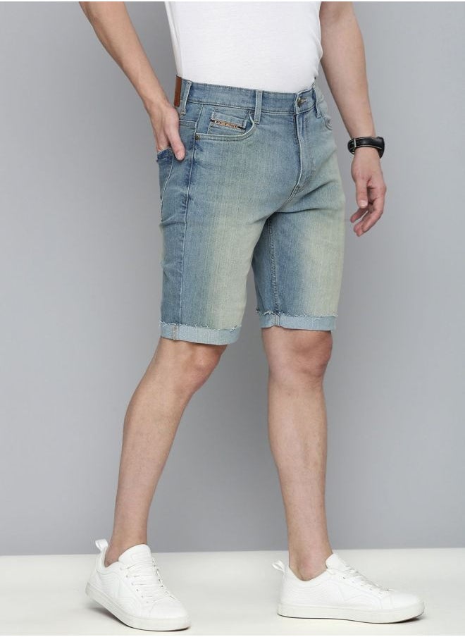 The Indian Garage Co Men Slim Fit Solid Mid-Rise Denim Shorts  - Image 2