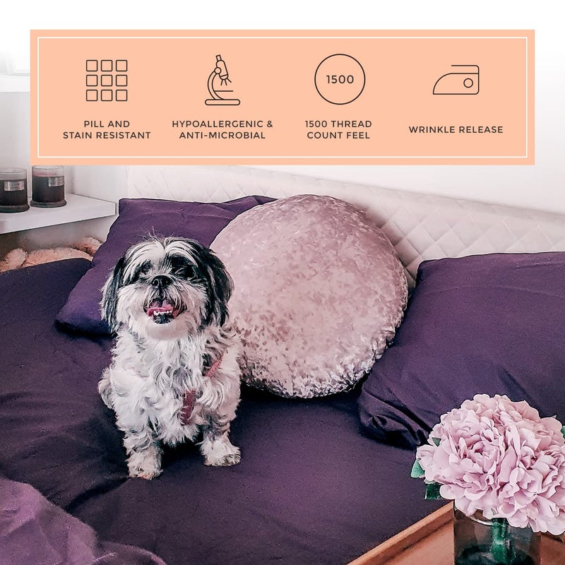 PeachSkinSheets مجموعة ألواح الباذنجانات الخوخية - مستوى 1500TC من النعومة - أوراق تبريد ناعمة إضافية للنوم الساخن والتعرق الليلي - XL بالحجم الكامل  - Image 4