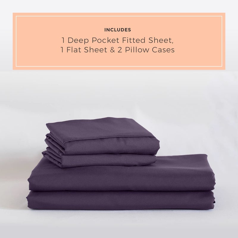 PeachSkinSheets مجموعة ألواح الباذنجانات الخوخية - مستوى 1500TC من النعومة - أوراق تبريد ناعمة إضافية للنوم الساخن والتعرق الليلي - XL بالحجم الكامل  - Image 2