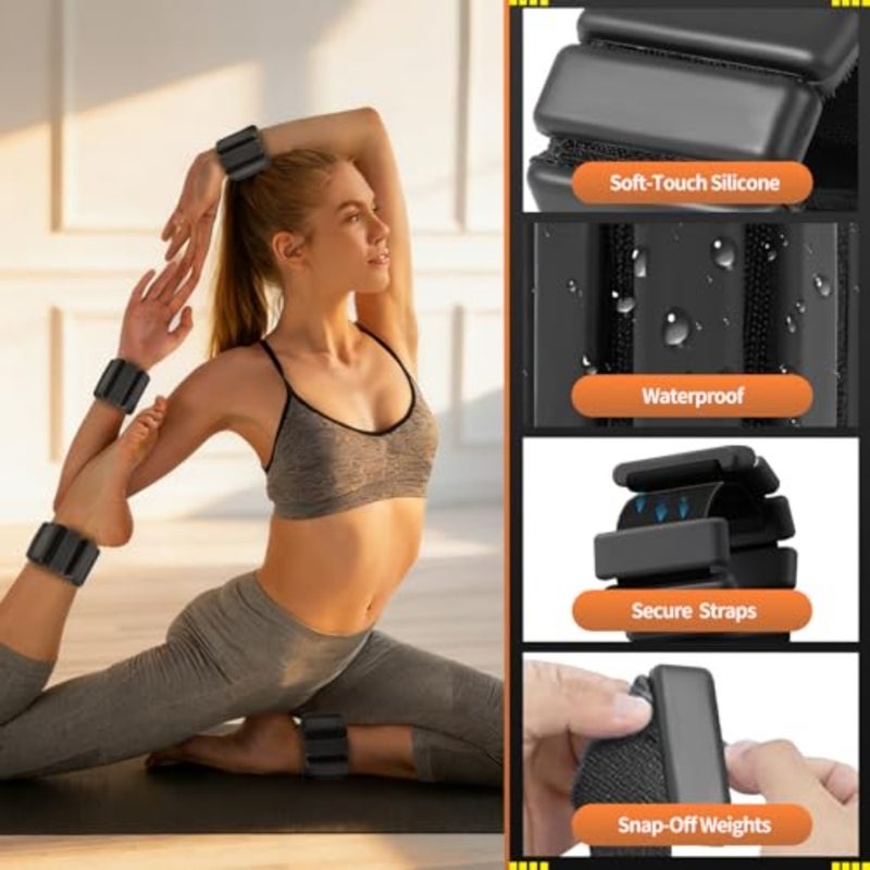 Adjustable Wrist and Ankle Weights Set - 1LB Each 2 PCs for Strength Training, Walking and Yoga, Wearable Arm/Leg Weights for Women and Men, Pilates, Barre, Gym, Running - Black - Image 4