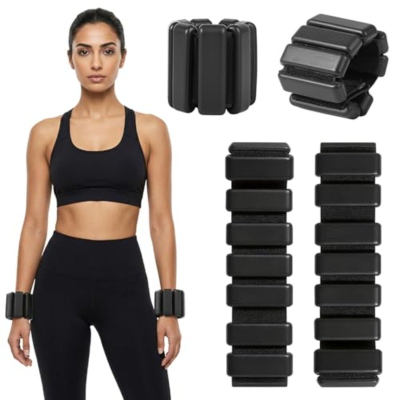 Adjustable Wrist and Ankle Weights Set - 1LB Each 2 PCs for Strength Training, Walking and Yoga, Wearable Arm/Leg Weights for Women and Men, Pilates, Barre, Gym, Running - Black - Image 1