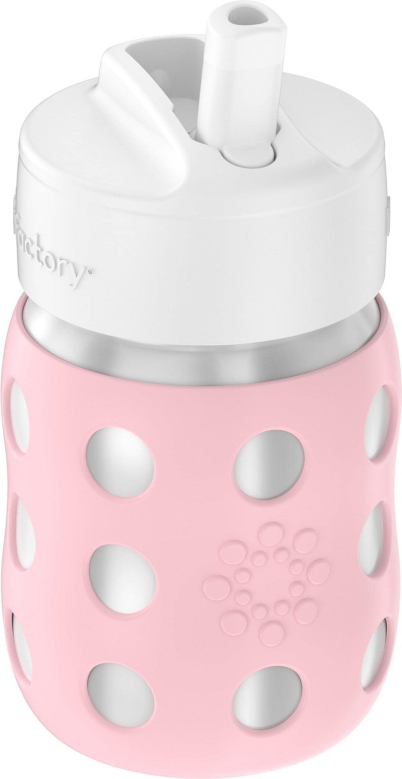 Lifefactory 8-Ounce Stainless-Steel Vacuum-Insulated Wide-Neck Baby Bottle with Straw Cap, Desert Rose, LS2241WDR4 - Image 1