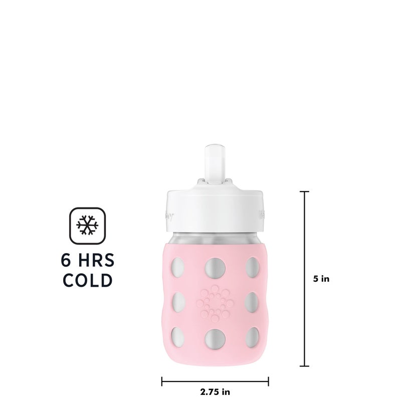 Lifefactory 8-Ounce Stainless-Steel Vacuum-Insulated Wide-Neck Baby Bottle with Straw Cap, Desert Rose, LS2241WDR4 - Image 4