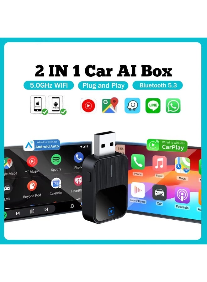 ديقيساند محول CarPlay اللاسلكي الجديد لعام2026 - إصدار صغير، من سلكي إلى لاسلكي لسيارات المصنع الأصلية. يدعم وضعَي CarPlay وAndroid Auto السلكي، ويعمل بتقنية التوصيل والتشغيل، ويتوافق مع تحديثات البرامج عبر الهواء (FOTA). محول لاسلكي لأجهزة Apple iPhone بنظام iOS 12 وAndroid 11 أو أحدث. - Image 1