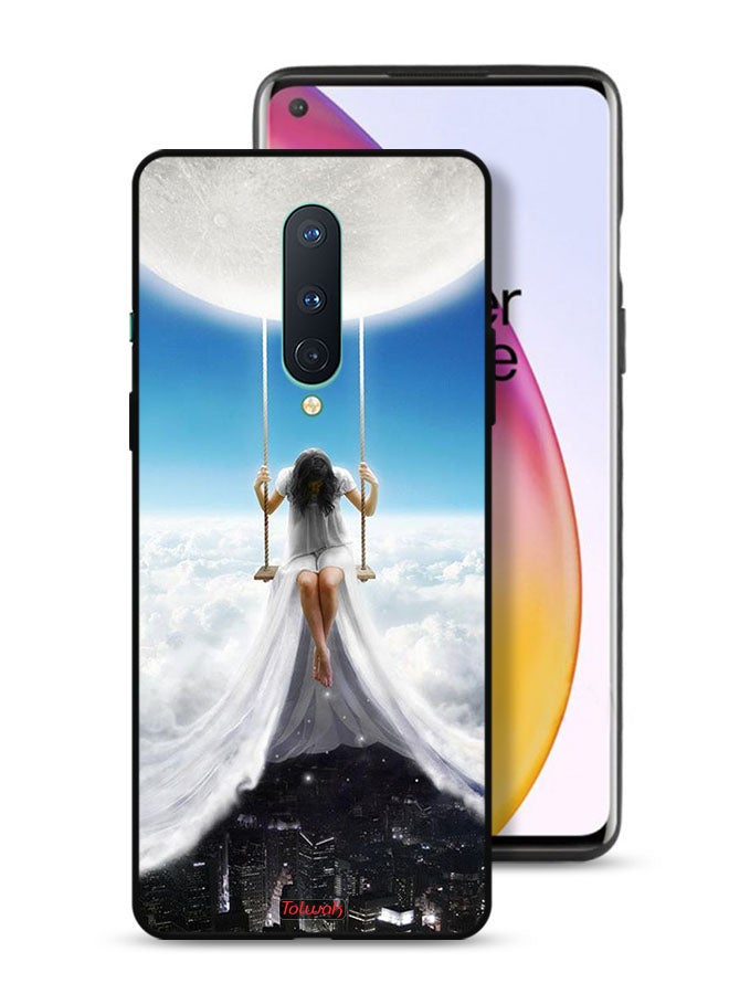 Tolwak OnePlus 8 Protective Case Cover Moon Clouds Town Art - Image 1