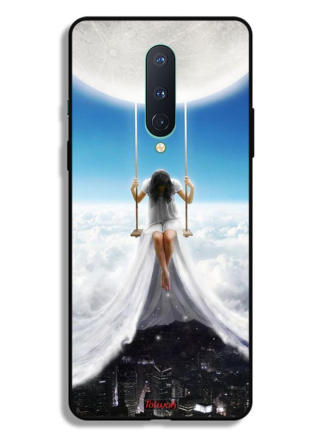 Tolwak OnePlus 8 Protective Case Cover Moon Clouds Town Art - Image 2