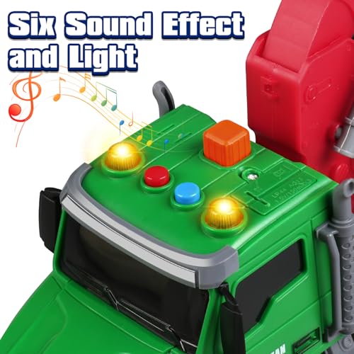 DWIRCTOYS ألعاب أطفال DWIRCTOYS للأطفال من 3 إلى 6 سنوات شاحنة قطع الأشجار مع رافعة تحميل و 6 جذوع وأضواء وأصوات وشاحنة تعمل بالاحتكاك هدايا عيد ميلاد للأطفال الأولاد والبنات - Image 5