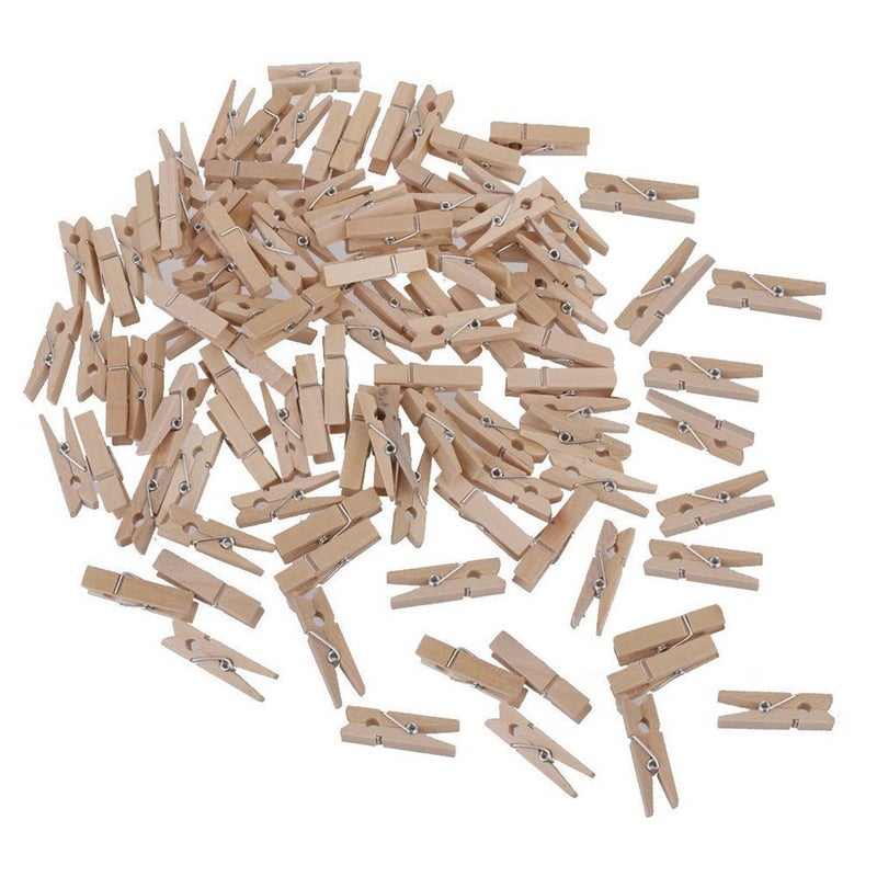 KINGLAKE 328 Feet Natural Jute Twine with 100 Pcs Mini Natural Wooden Clothespins Photo Pegs Craft Pictures Clips - Image 2