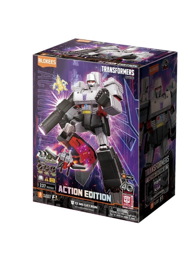 BLOKEES Transformers G1 Megatron Action Edition 02 | 237 PCS Construction Model Kit | Buildable Collectible Robot Figure with Glowing Eyes & Chest | Poseable Decepticon Toy for Kids & Adults - Image 1