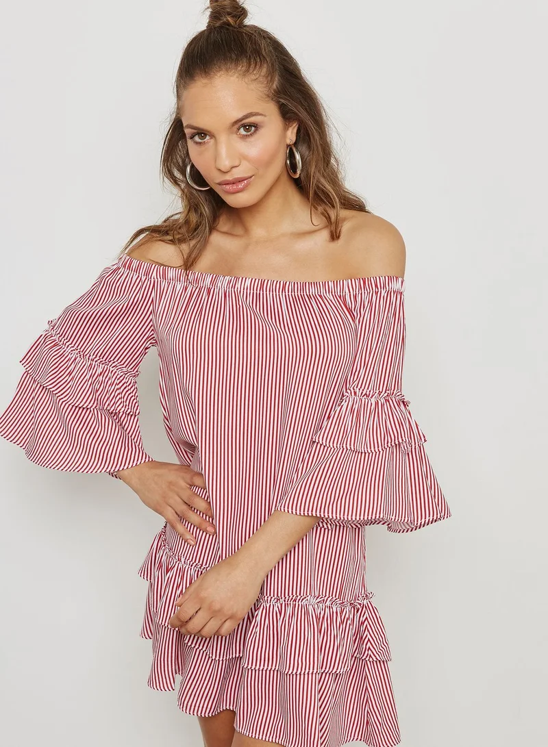 FOREVER 21 Striped Bardot Dress