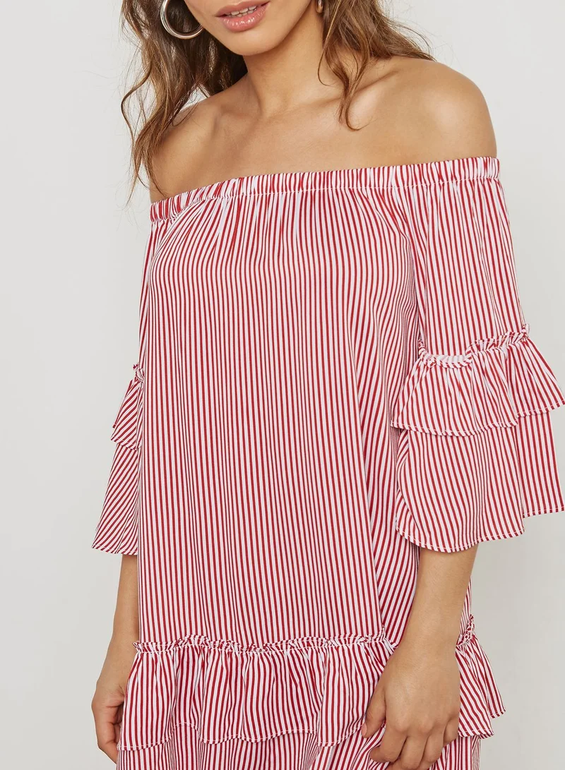 FOREVER 21 Striped Bardot Dress