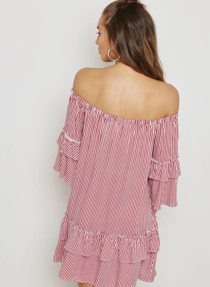 FOREVER 21 Striped Bardot Dress