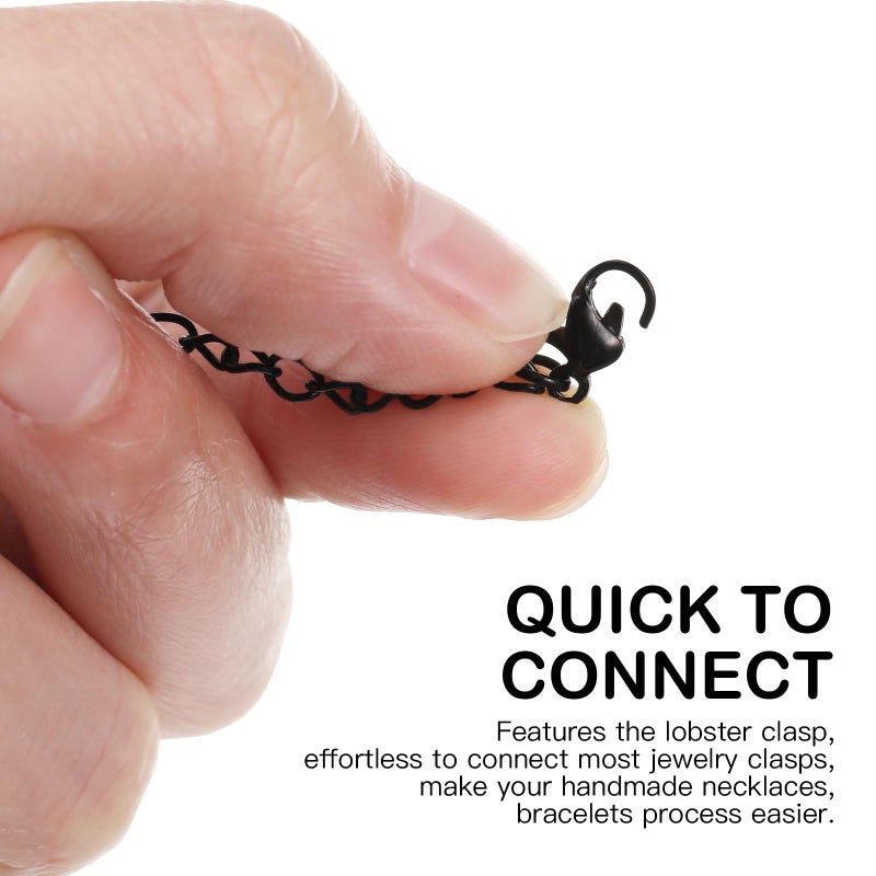 Black Stainless Steel Necklace Extender Chain 5 9 Inch Lobster Claw Clasp Jewelry Extension For Necklace Bracelet DIY - Image 5