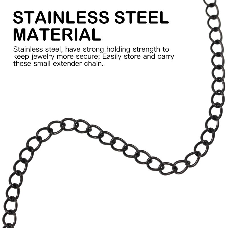 Black Stainless Steel Necklace Extender Chain 5 9 Inch Lobster Claw Clasp Jewelry Extension For Necklace Bracelet DIY - Image 4