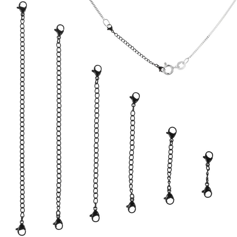 Black Stainless Steel Necklace Extender Chain 5 9 Inch Lobster Claw Clasp Jewelry Extension For Necklace Bracelet DIY - Image 3