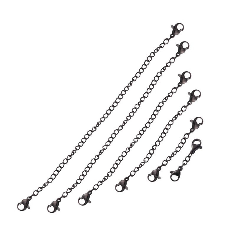 Black Stainless Steel Necklace Extender Chain 5 9 Inch Lobster Claw Clasp Jewelry Extension For Necklace Bracelet DIY - Image 2