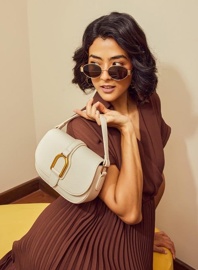 Kazo Bag Off White Structured Shoulder Handbag | Premium Faux Leather Purse - Image 2