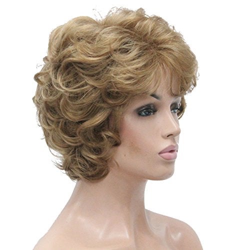 Lydell Womens Short Curly Wavy Wig Synthetic Hair Full Wig 6 inches 19 Light Strawberry Blonde - Image 3