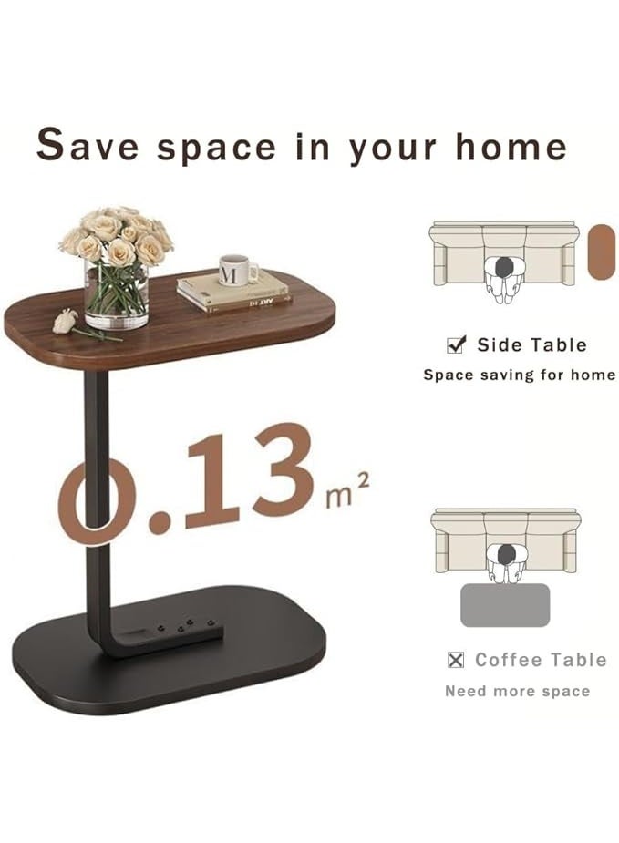 DUNISO طاولة جانبية على شكل C، طاولة جانبية للأريكة، طاولة نهائية بسطح خشبي، مقاومة للزيت ومائية، لغرفة النوم، غرفة المعيشة، المكتب المنزلي، السكن الجامعي، 45*30*63 سم، بيضاء - Image 4