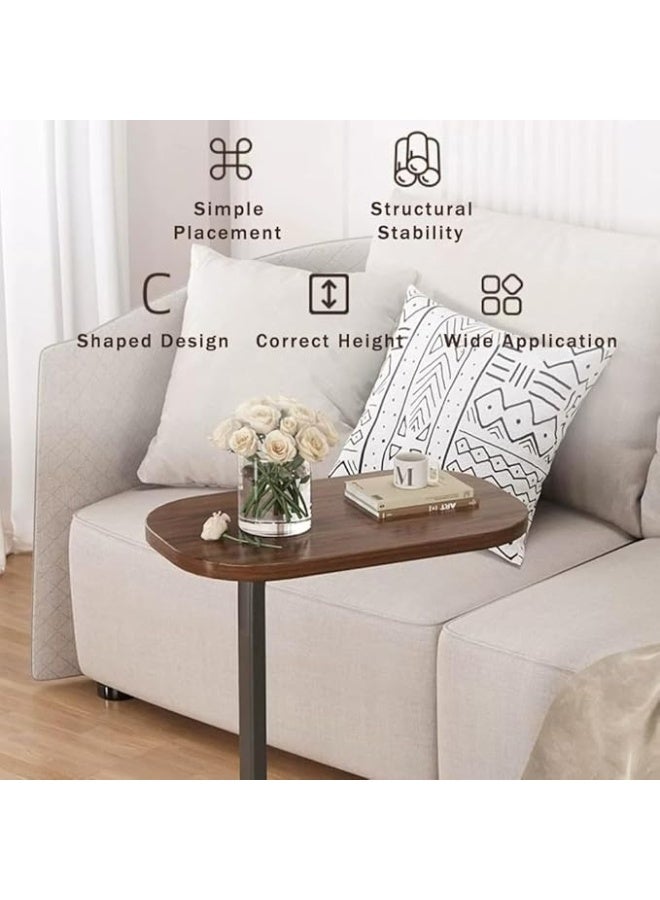 DUNISO طاولة جانبية على شكل C، طاولة جانبية للأريكة، طاولة نهائية بسطح خشبي، مقاومة للزيت ومائية، لغرفة النوم، غرفة المعيشة، المكتب المنزلي، السكن الجامعي، 45*30*63 سم، بيضاء - Image 3