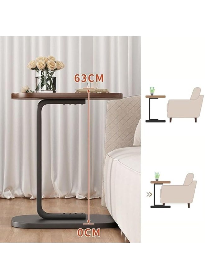 DUNISO طاولة جانبية على شكل C، طاولة جانبية للأريكة، طاولة نهائية بسطح خشبي، مقاومة للزيت ومائية، لغرفة النوم، غرفة المعيشة، المكتب المنزلي، السكن الجامعي، 45*30*63 سم، بيضاء - Image 2