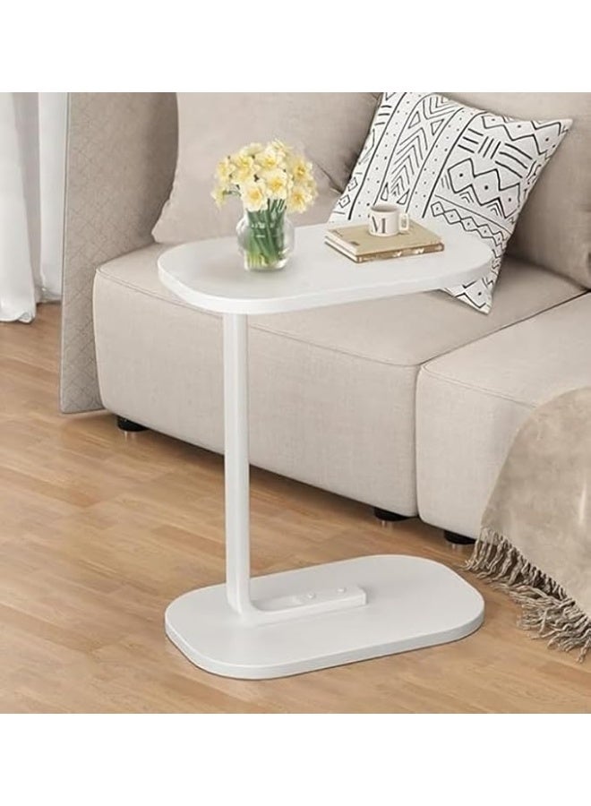 DUNISO طاولة جانبية على شكل C، طاولة جانبية للأريكة، طاولة نهائية بسطح خشبي، مقاومة للزيت ومائية، لغرفة النوم، غرفة المعيشة، المكتب المنزلي، السكن الجامعي، 45*30*63 سم، بيضاء - Image 1
