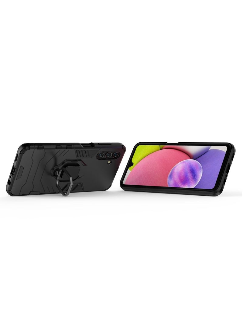 Shockproof Protective Phone Case with Rotation Ring Kickstand for Samsung Galaxy A13 Black