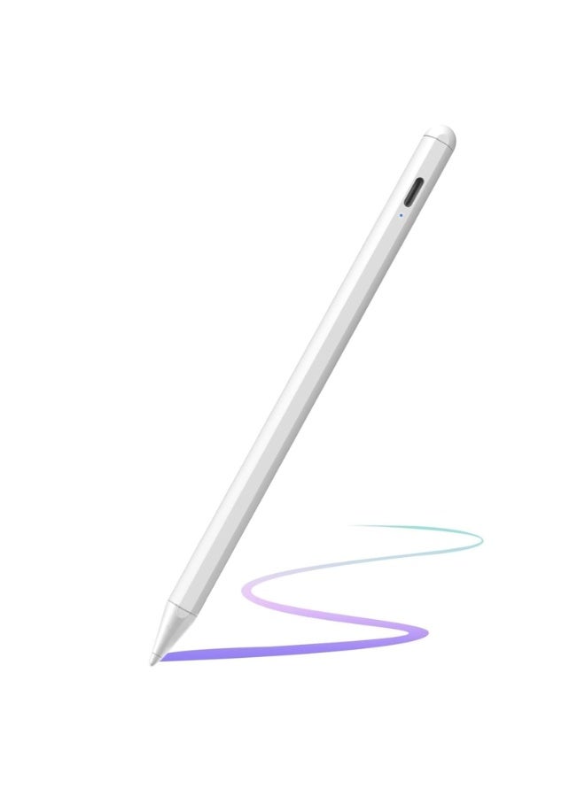 WYE Stylus Touch Pen | Universal Capacitive Pen | Stylus Pen for iPad 6th-11th Generation-2X Fast Charge Active Pencil Compatible with 2018-2026 Apple iPad Pro 11"/12.9"/M4, iPad Air 3/4/5/M2/M3/M4,iPad mini 5/6/7 Gen-White - Image 2
