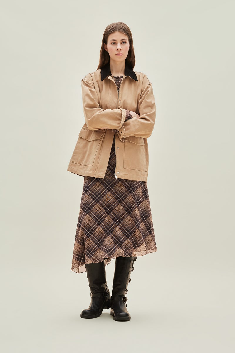 DeFacto Woman Asymmetrical Checked Normal Waist Tulle Midi Skirt  - Image 1