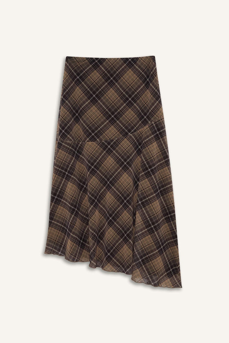 DeFacto Woman Asymmetrical Checked Normal Waist Tulle Midi Skirt  - Image 2