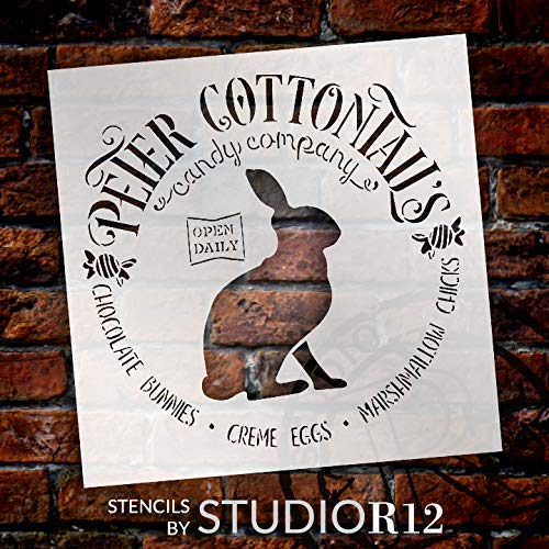 Studio R 12 Peter Cottontail's Candy Company Stencil with Rabbit by StudioR12 | DIY Spring Easter Candy Home Decor | Craft & Paint Farmhouse Wood Signs | Reusable Mylar Template | Select Size (12 x 12 inch)  - Image 2
