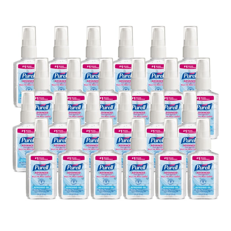 PURELL Advanced Hand Sanitizer Refreshing Gel, Clean Scent, 2 fl oz Travel Size Pump Bottle (Pack of 24) â€“ 9606-24 - Image 1