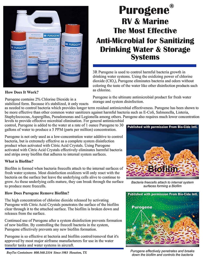 Bay-Tec 128oz Purogene Water Treatment Preserver and Maintainer for Drinking Water Treatment. Provides for Long-Term Storage of Drinking Water - Image 2