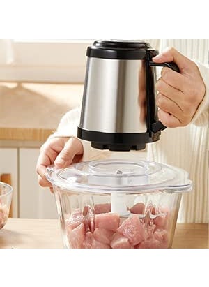 Matiko 3 Speeds Stainless Steel Electric Meat Grinders with Bowl for Heavy Kitchen Food Chopper Keema Machine Meat Vegetables Onion Slicer Garlic Slicer Dicer Food Processor Glass Bowl 2L250W multi  - Image 3