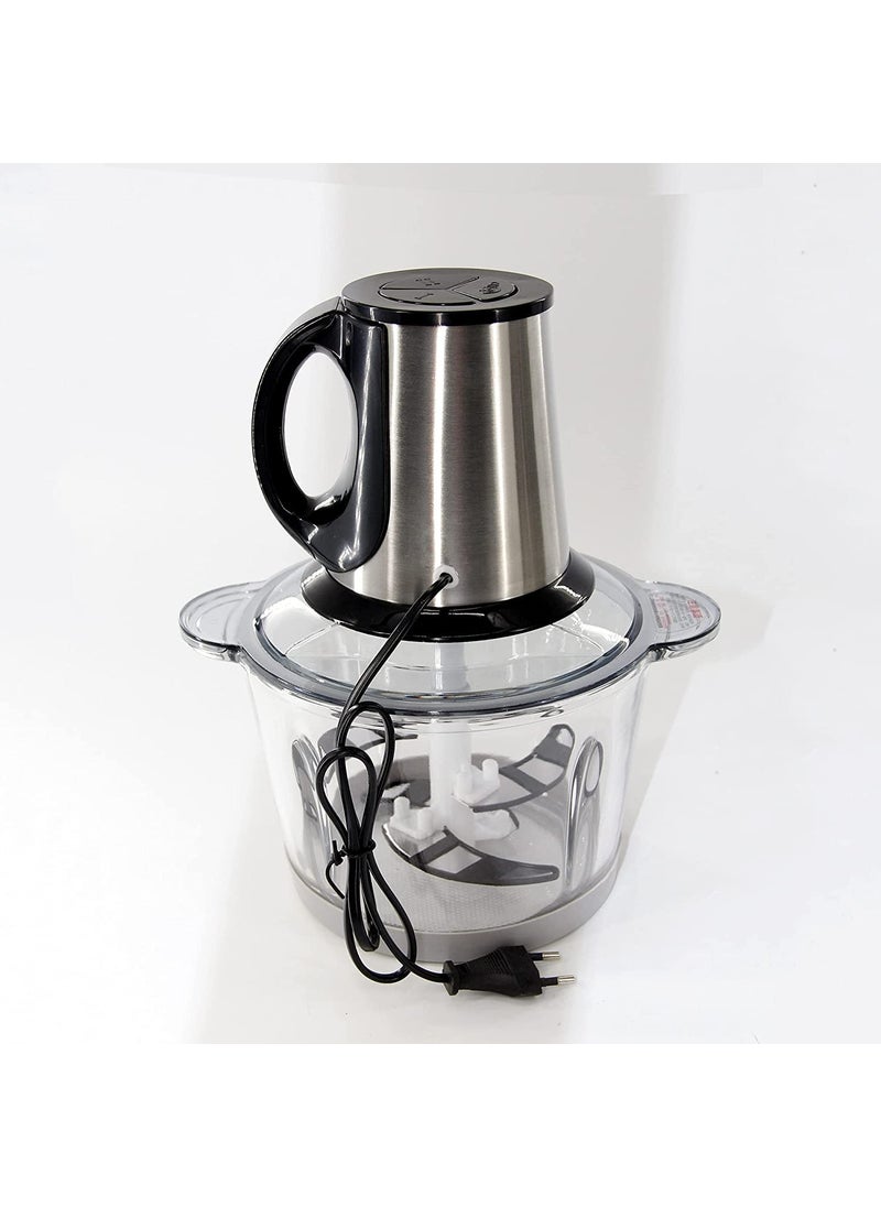 Matiko 3 Speeds Stainless Steel Electric Meat Grinders with Bowl for Heavy Kitchen Food Chopper Keema Machine Meat Vegetables Onion Slicer Garlic Slicer Dicer Food Processor Glass Bowl 2L250W multi  - Image 2