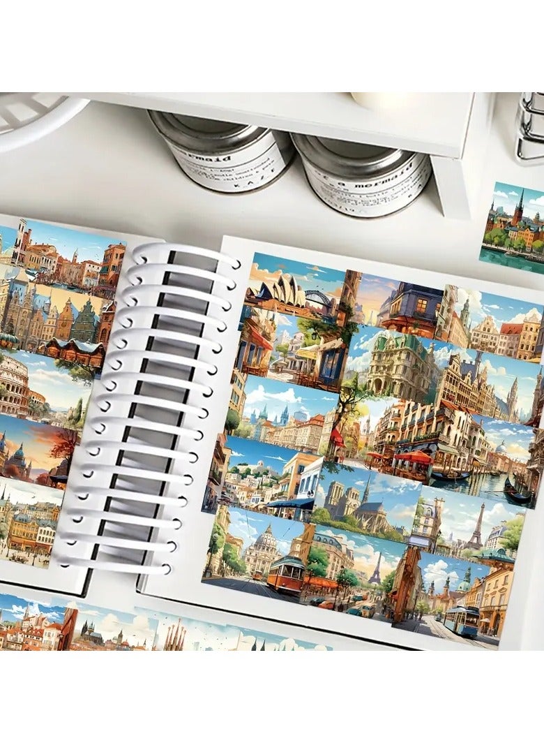 Goolsky 50pcs European Architecture Cartoon Stickers - Waterproof, Matte Finish for Luggage, Insulated Cups & Room Decor - Image 2
