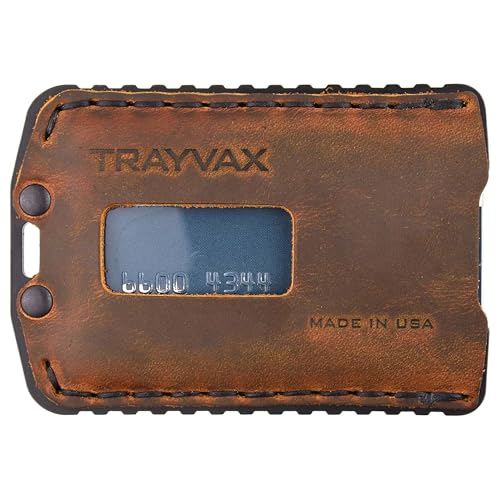 Trayvax Ascent Wallet, RFID Front Pocket Money and Credit Card Holder, Minimalist Slim Leather Metal Wallet for Men and Women, Black Tobacco Brown - Image 1